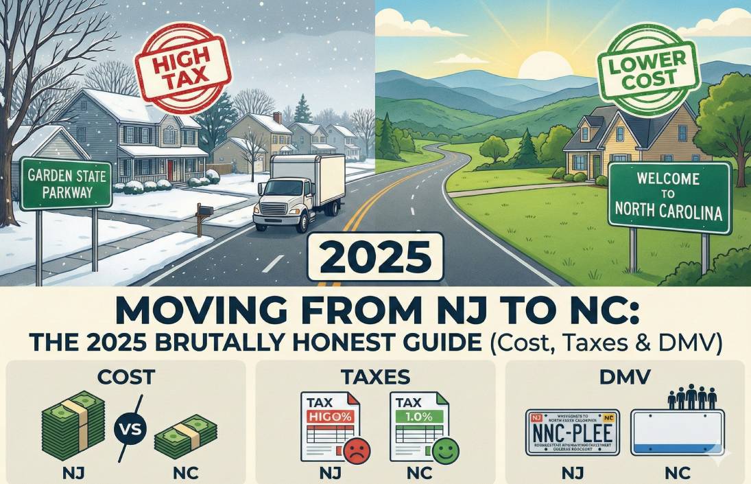 Moving From NJ To NC: The 2025 Brutally Honest Guide (Cost, Taxes & DMV)