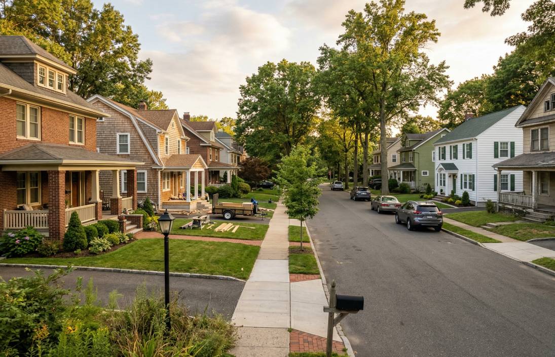 Bloomfield NJ residential street - affordable Essex County town